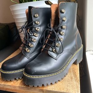 Dr. Marten’s Leona Black Vintage Smooth Leather Heeled Boots